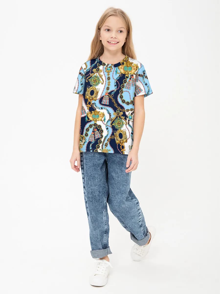 Girls' basic cotton T-shirt