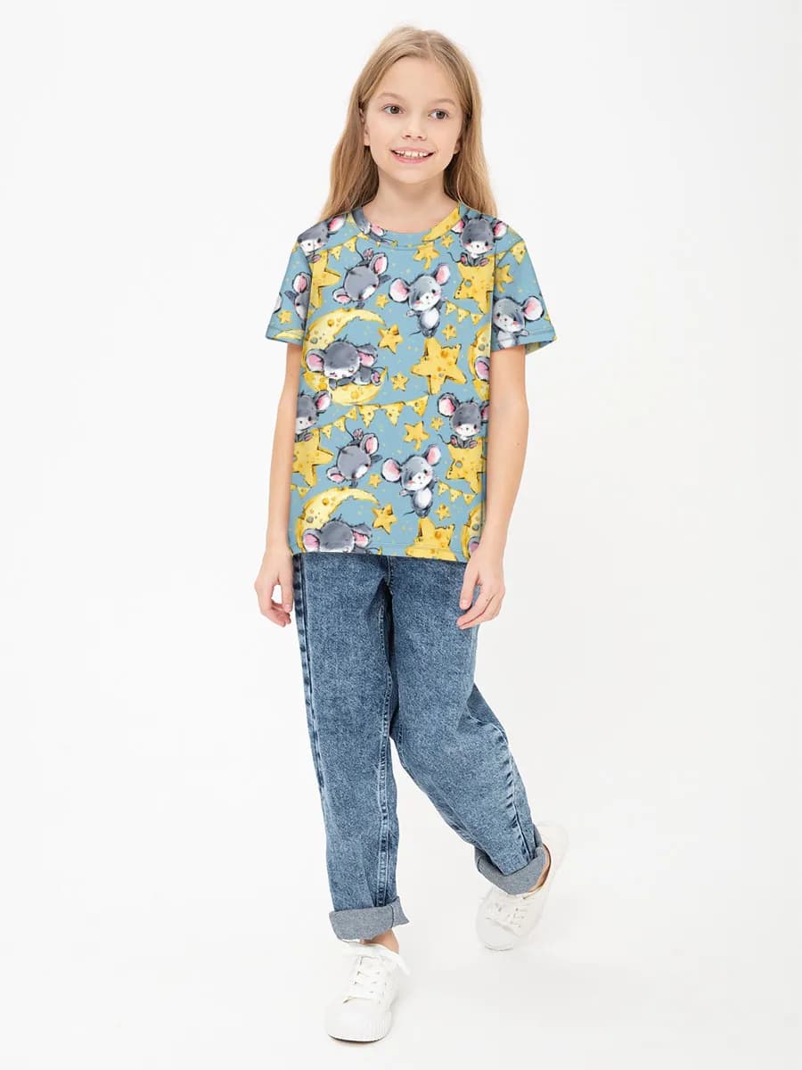 Girls' basic cotton T-shirt