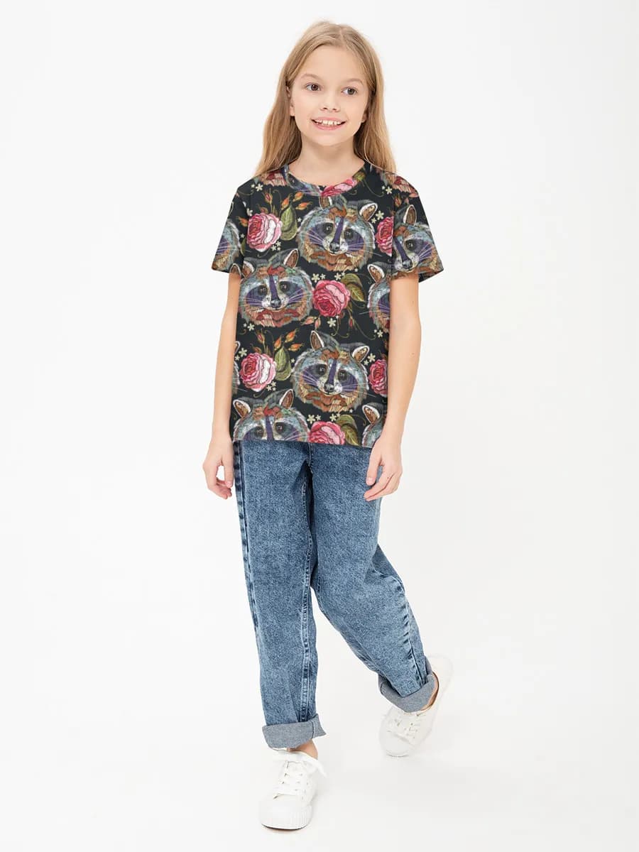 Girls' basic cotton T-shirt