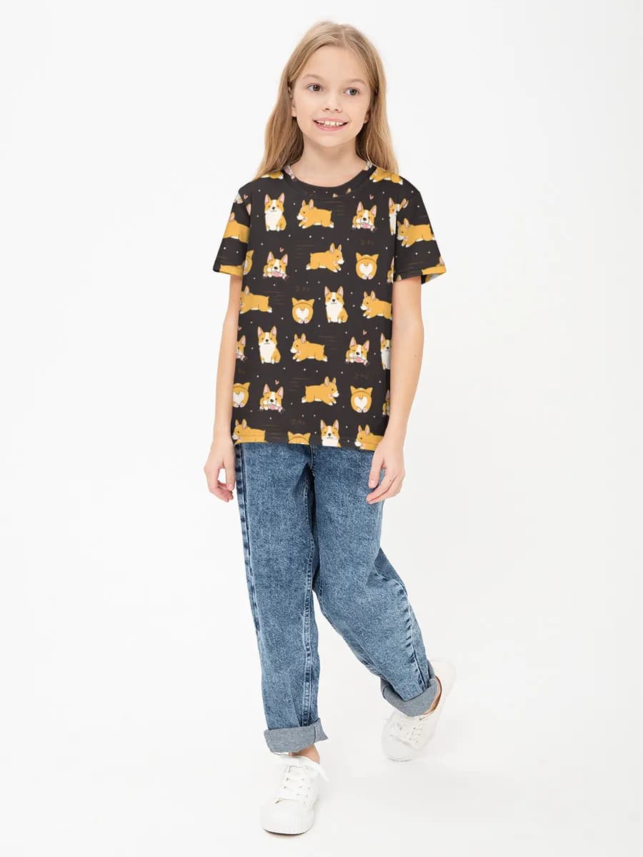 Girls' basic cotton T-shirt