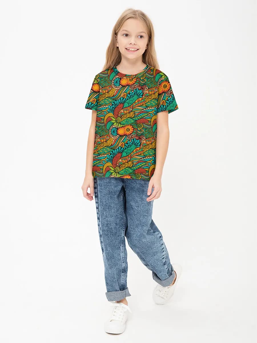 Girls' basic cotton T-shirt