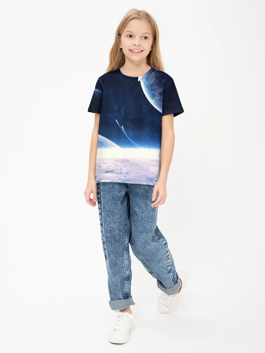 Girls' basic cotton T-shirt