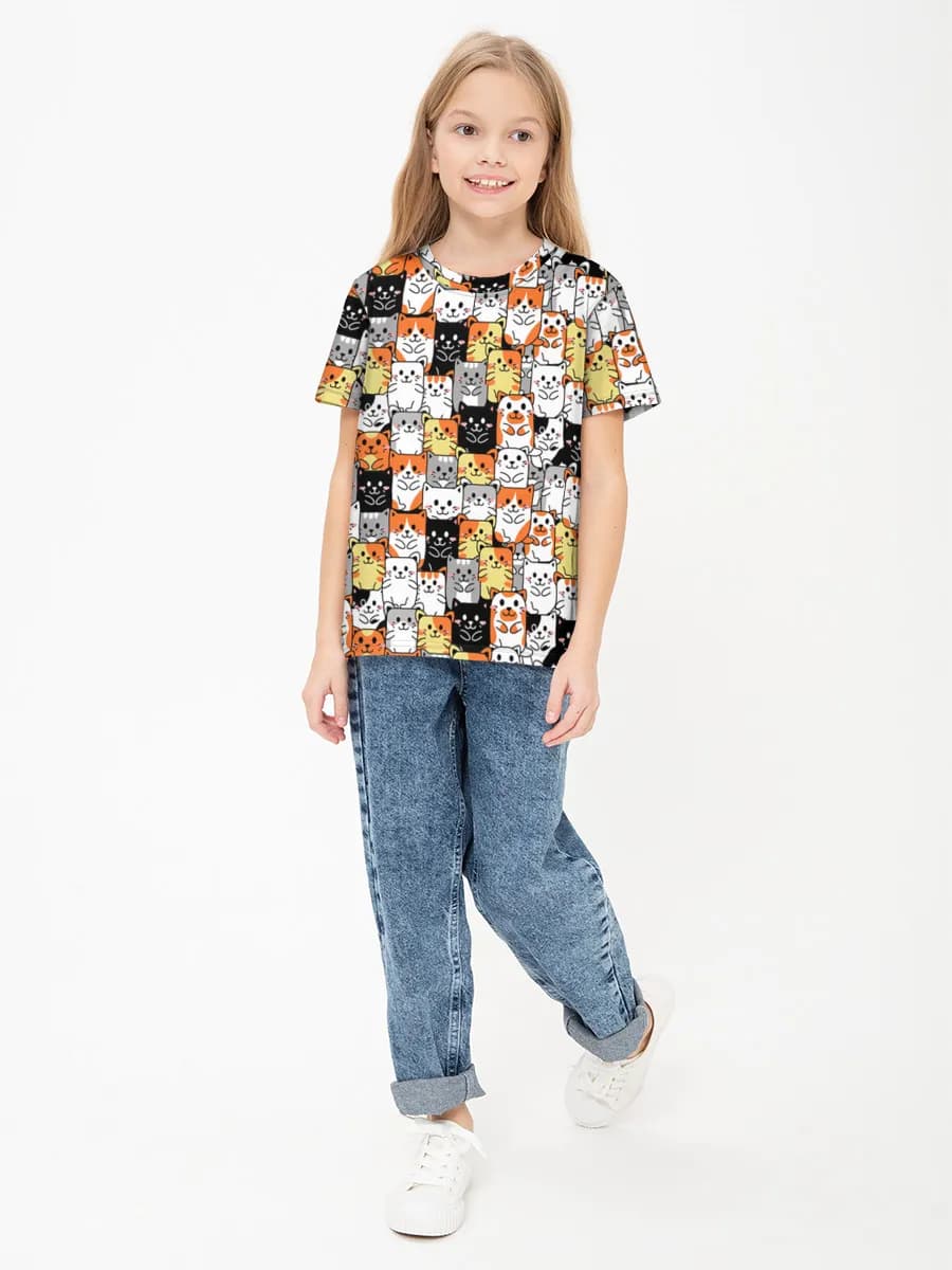 Girls' basic cotton T-shirt