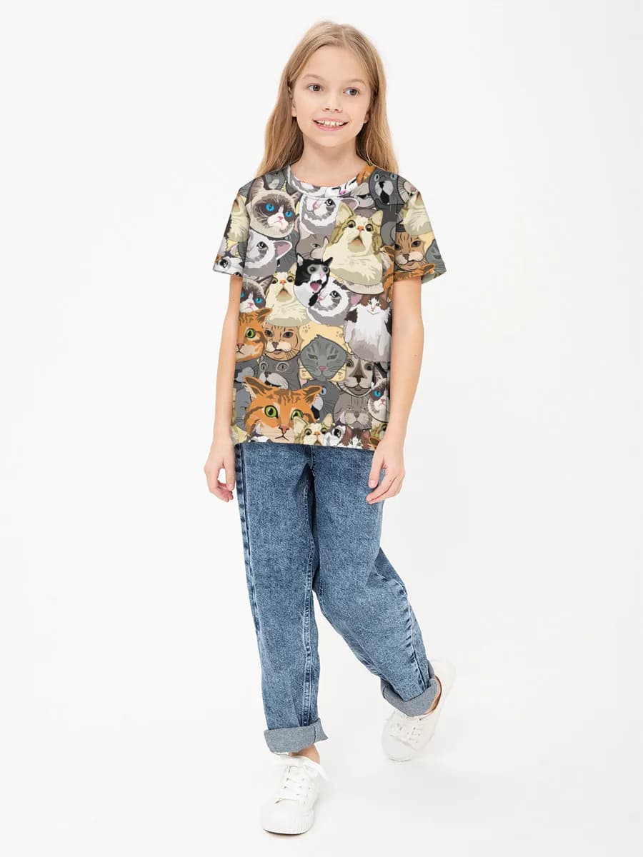 Girls' basic cotton T-shirt