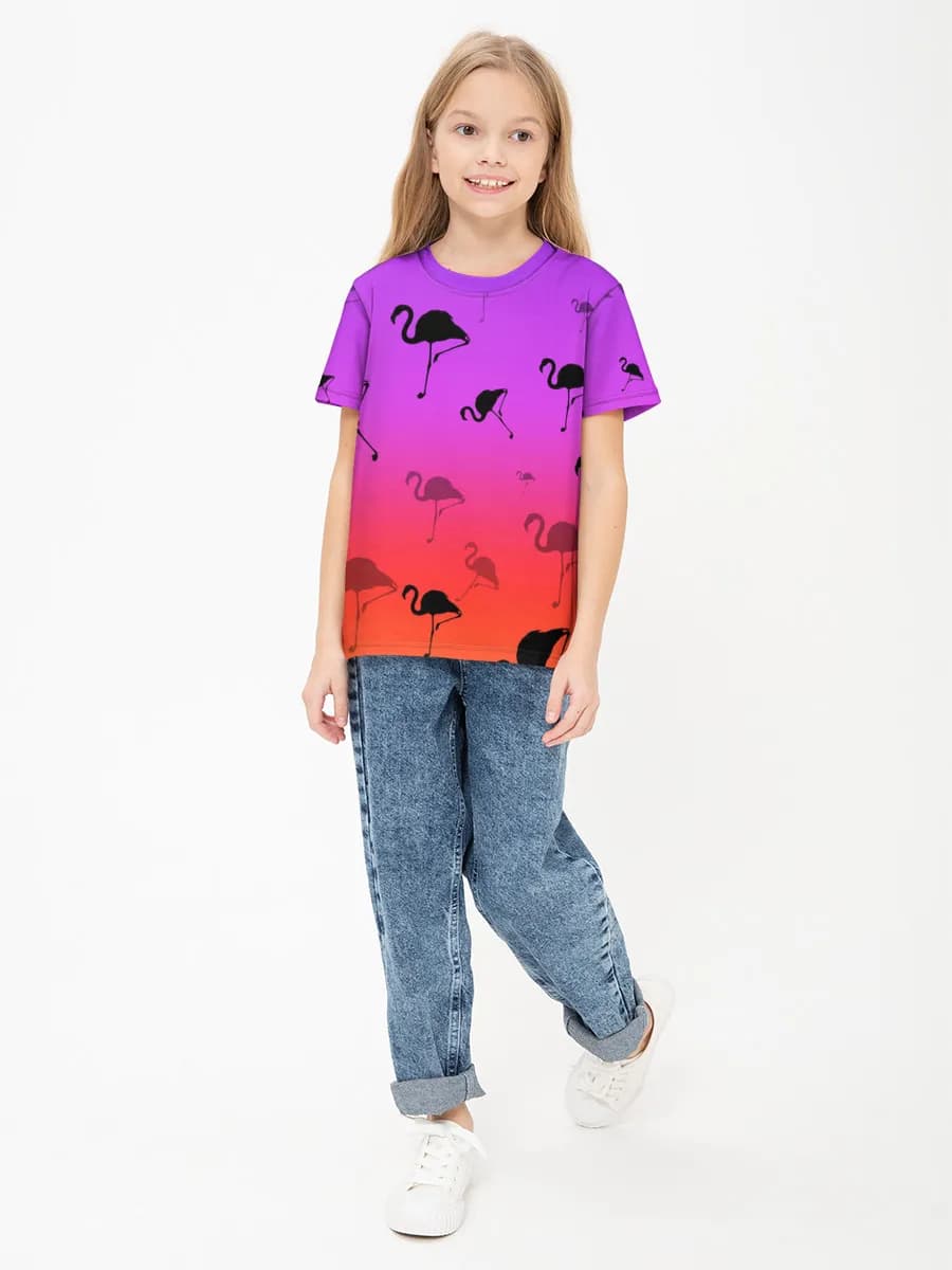 Girls' basic cotton T-shirt