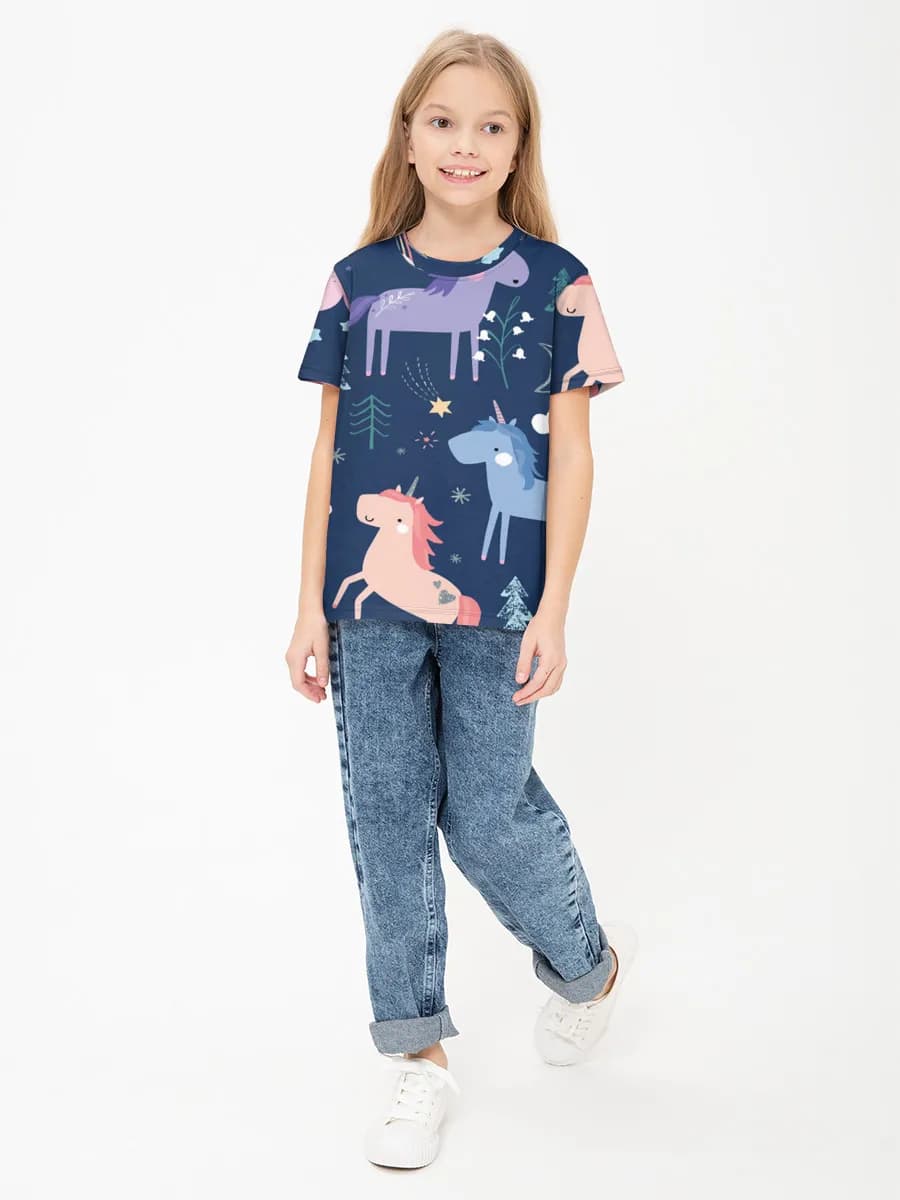 Girls' basic cotton T-shirt
