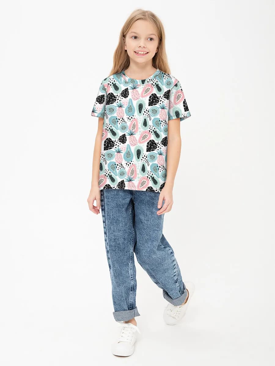 Girls' basic cotton T-shirt