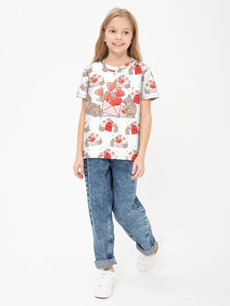 Girls' basic cotton T-shirt