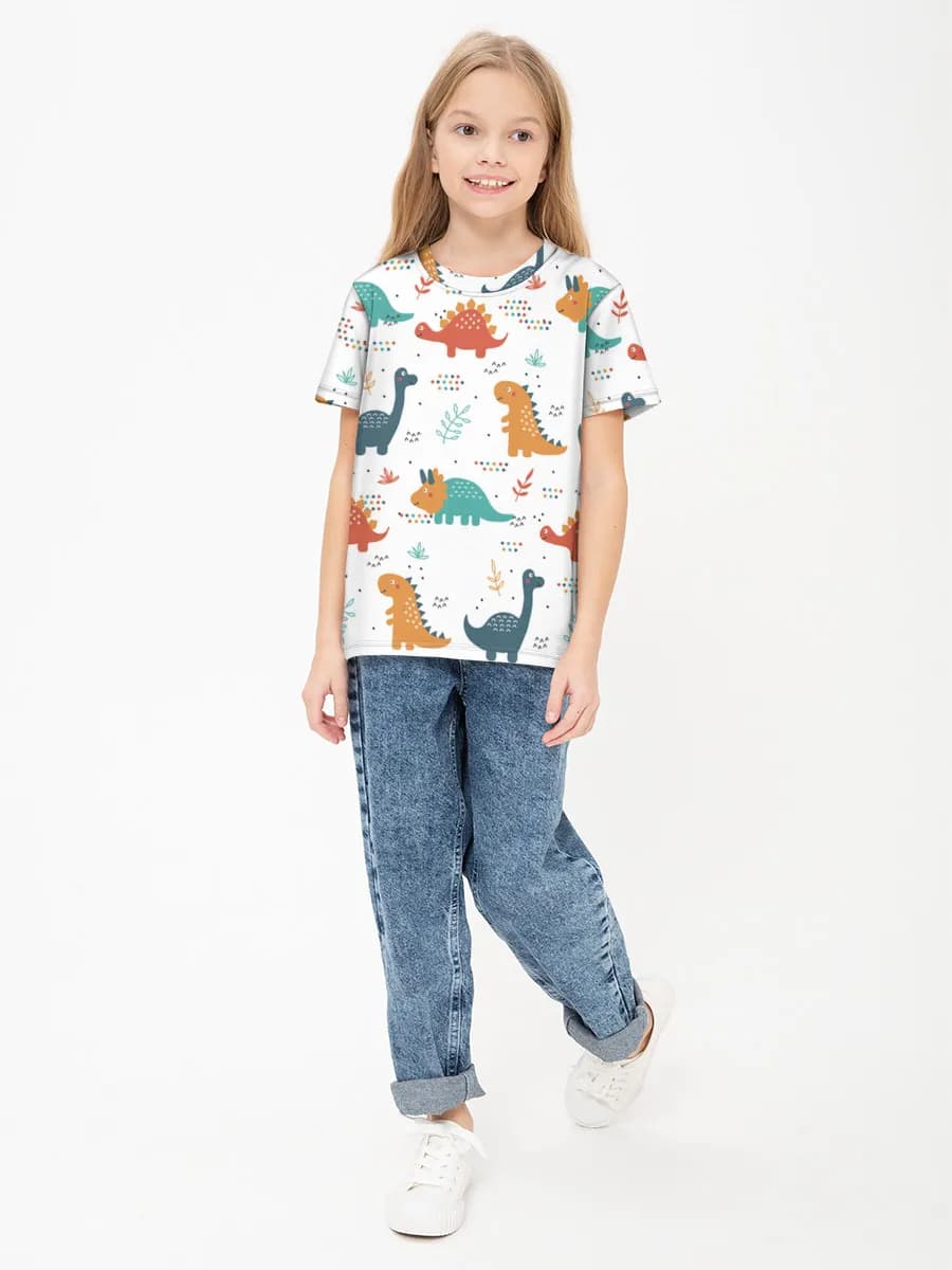 Girls' basic cotton T-shirt