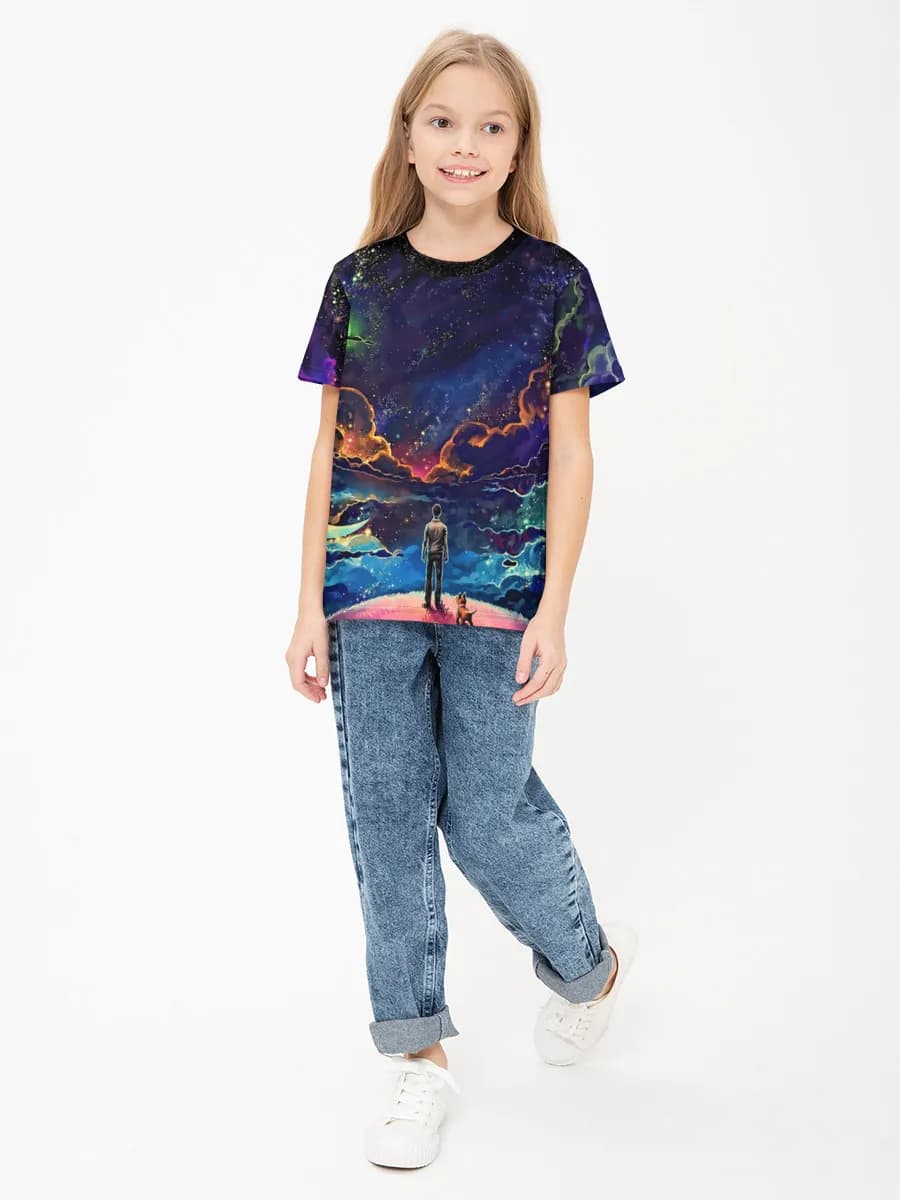 Girls' basic cotton T-shirt
