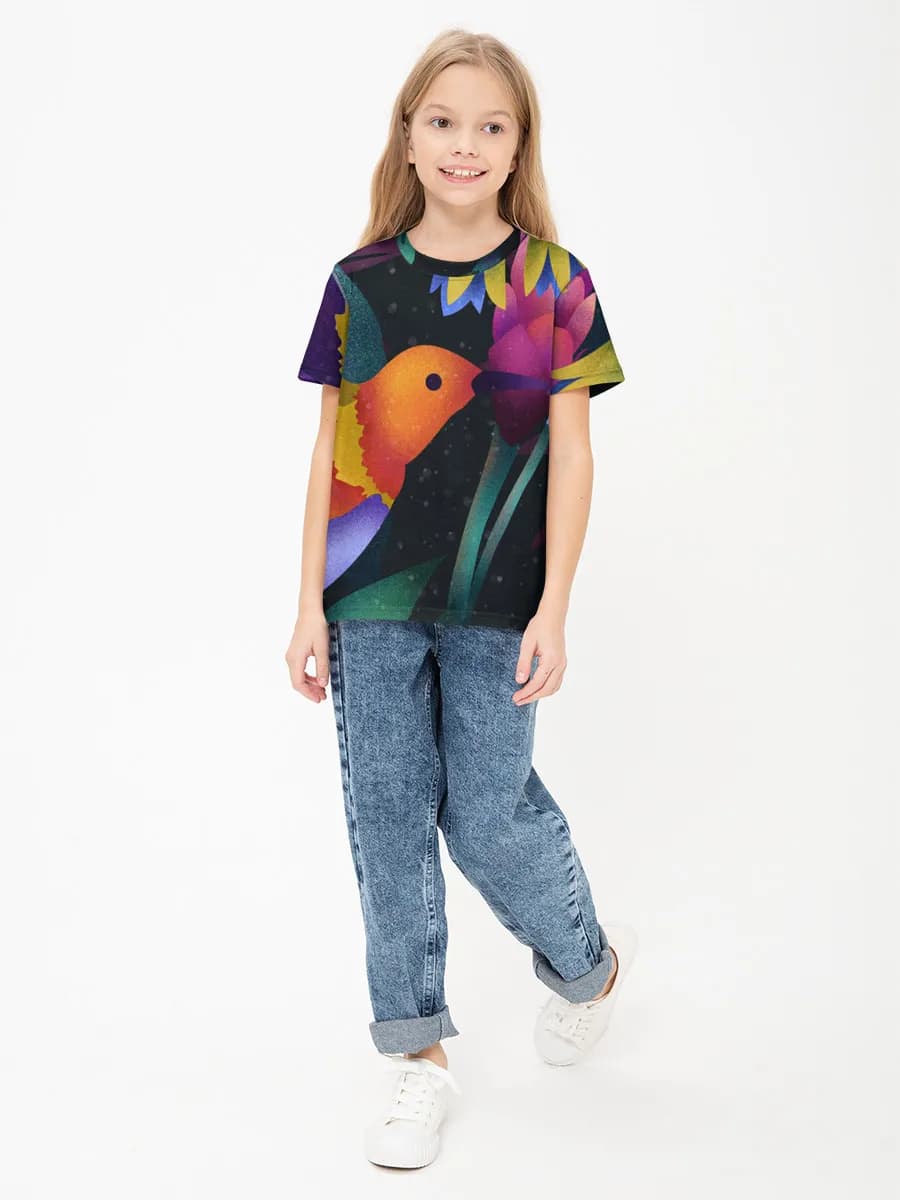 Girls' basic cotton T-shirt