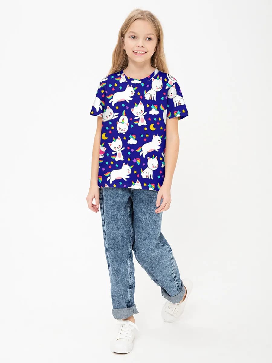 Girls' basic cotton T-shirt