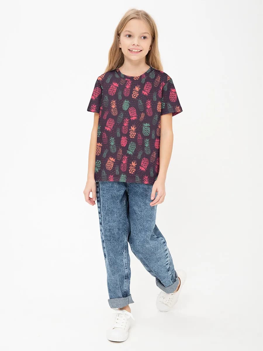 Girls' basic cotton T-shirt