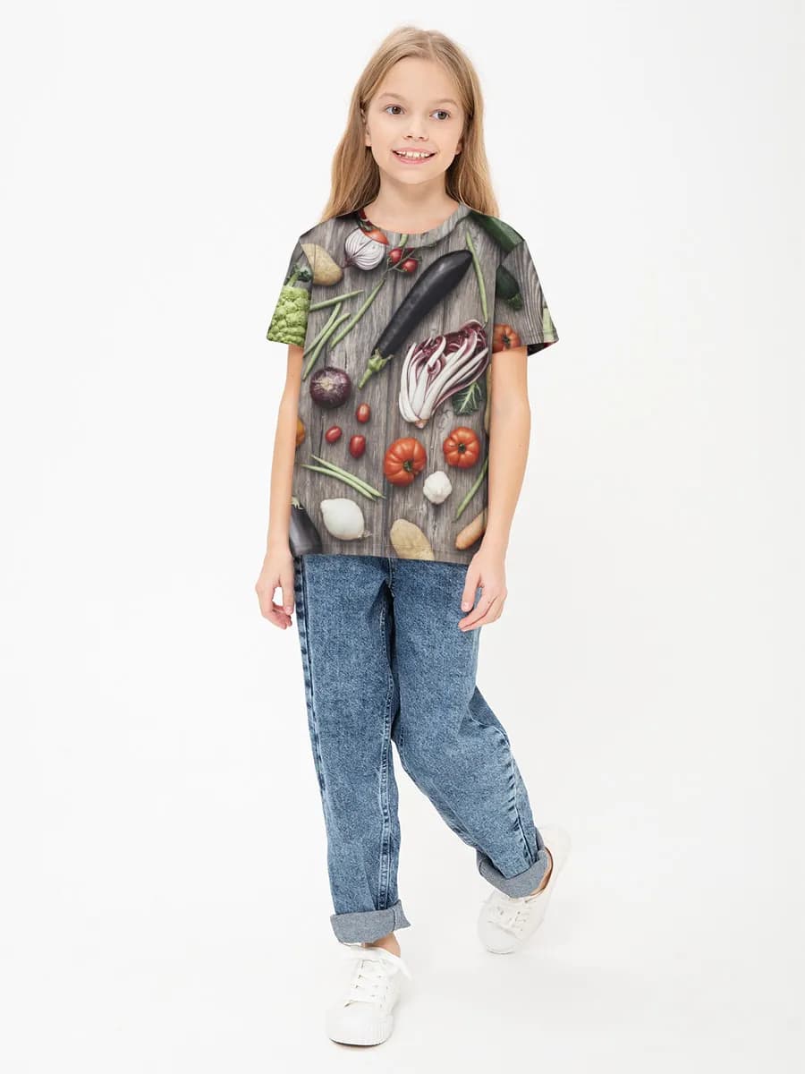 Girls' basic cotton T-shirt