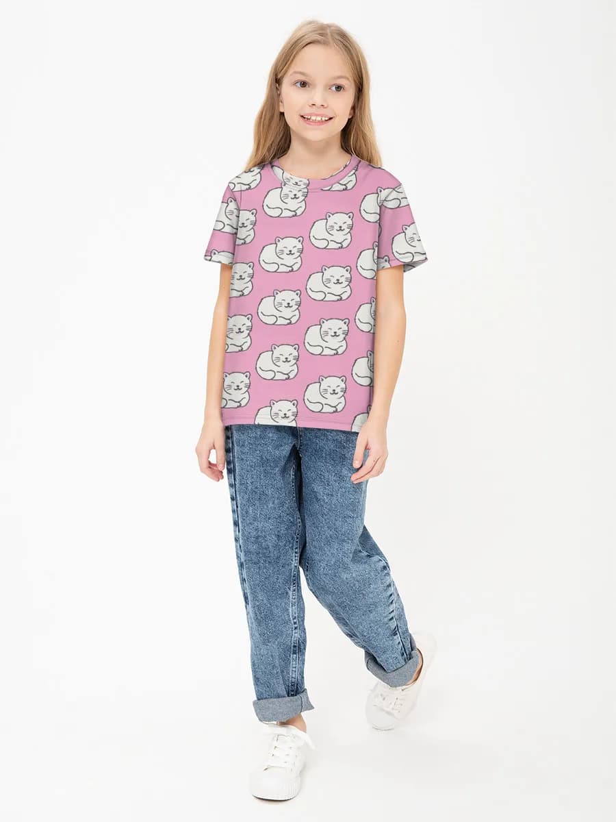 Girls' basic cotton T-shirt
