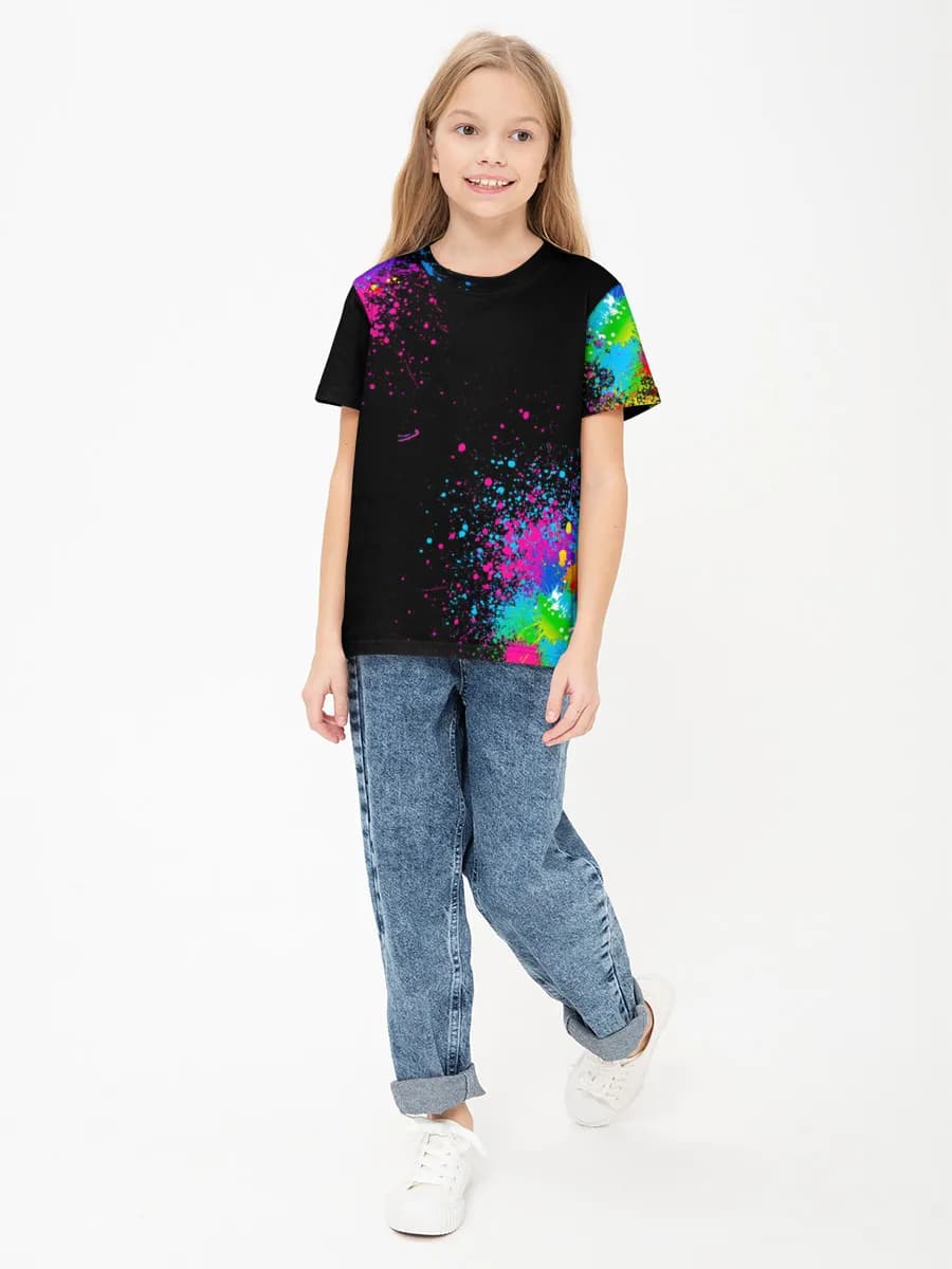 Girls' basic cotton T-shirt