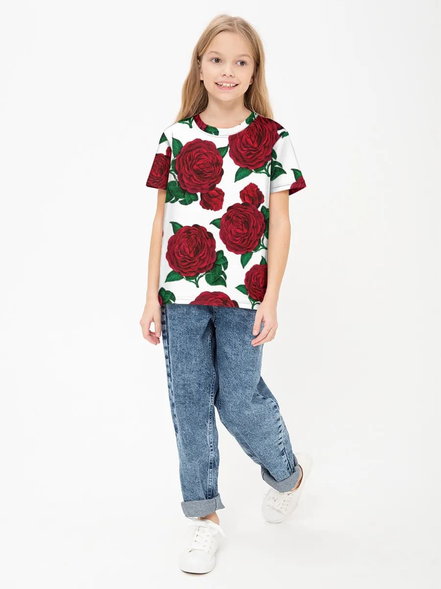 Girls' basic cotton T-shirt