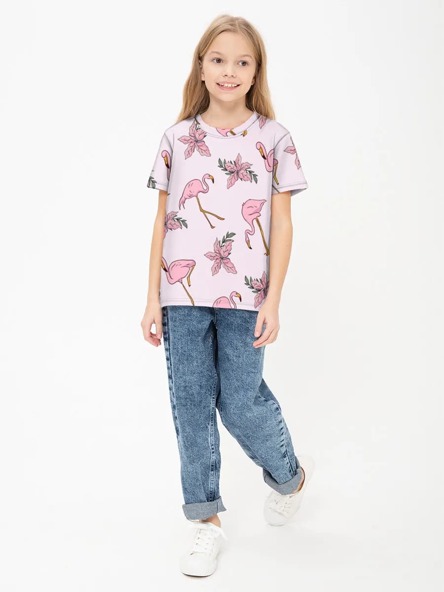 Girls' basic cotton T-shirt