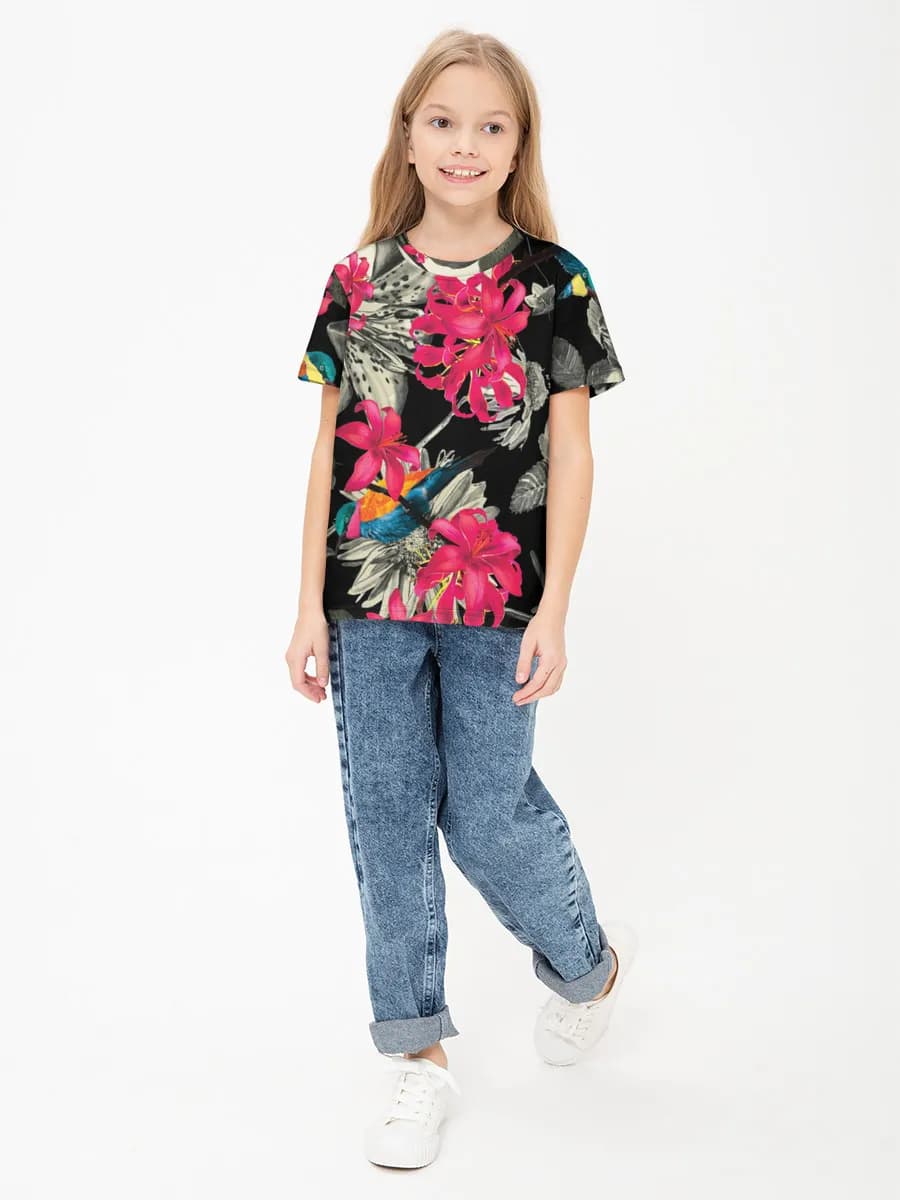 Girls' basic cotton T-shirt