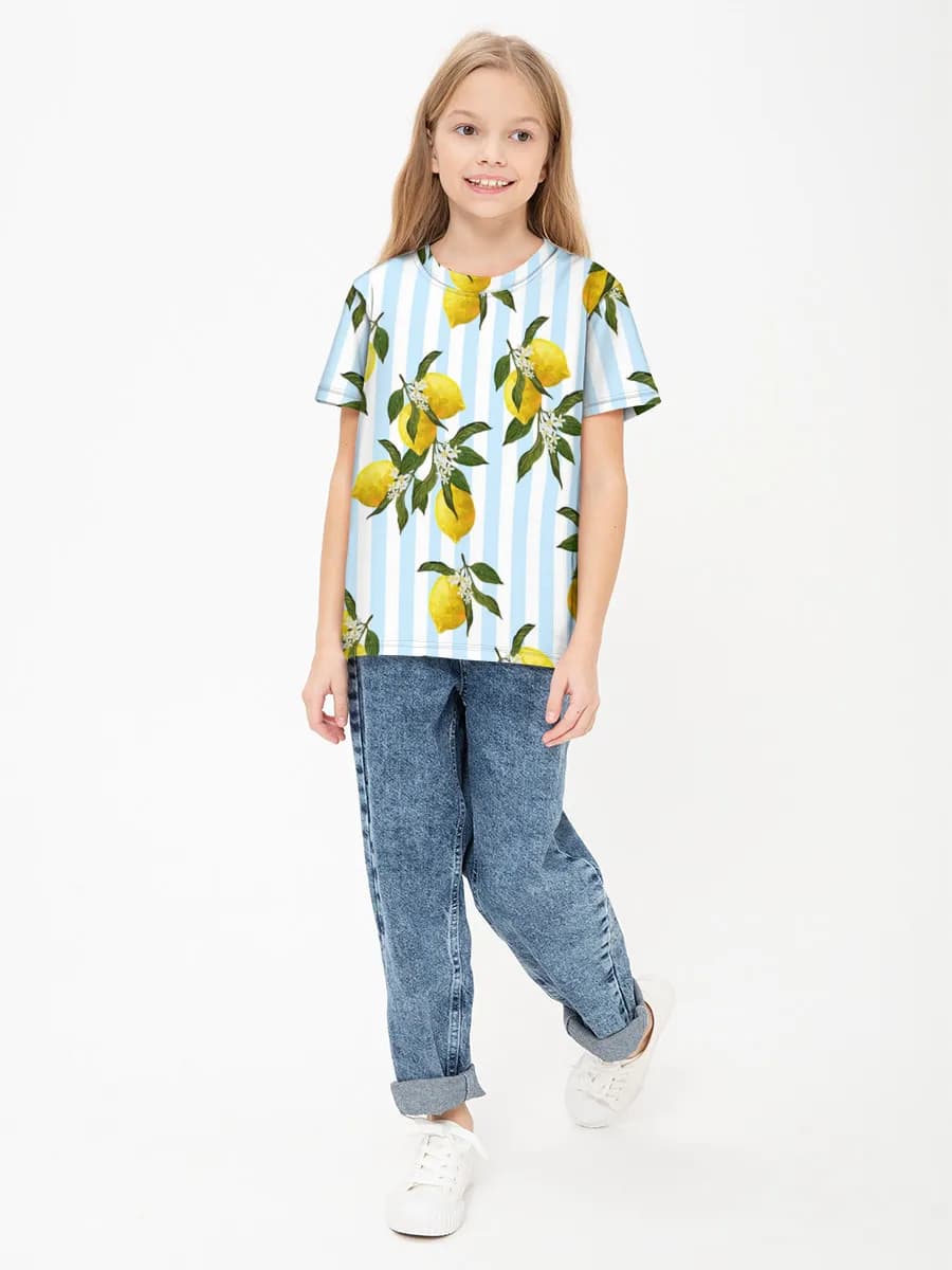 Girls' basic cotton T-shirt