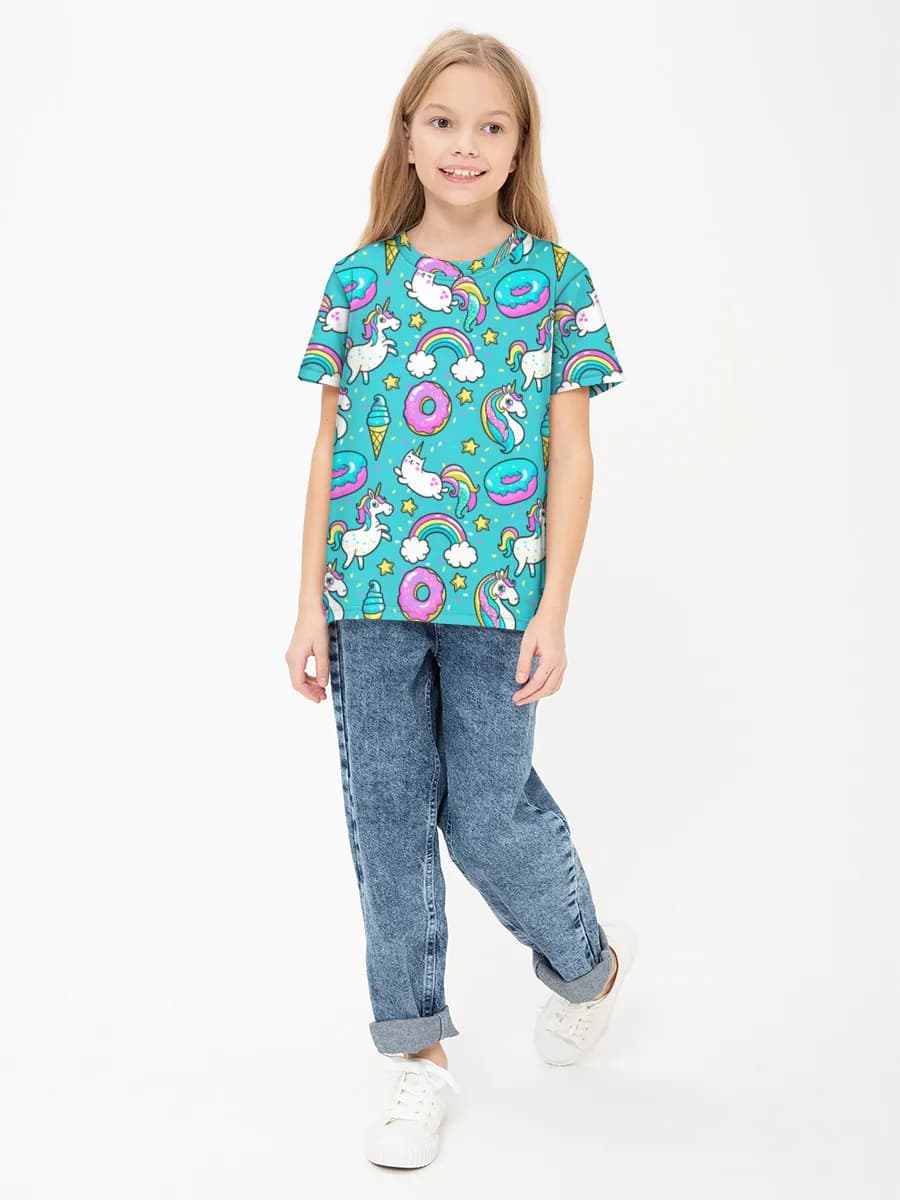 Girls' basic cotton T-shirt