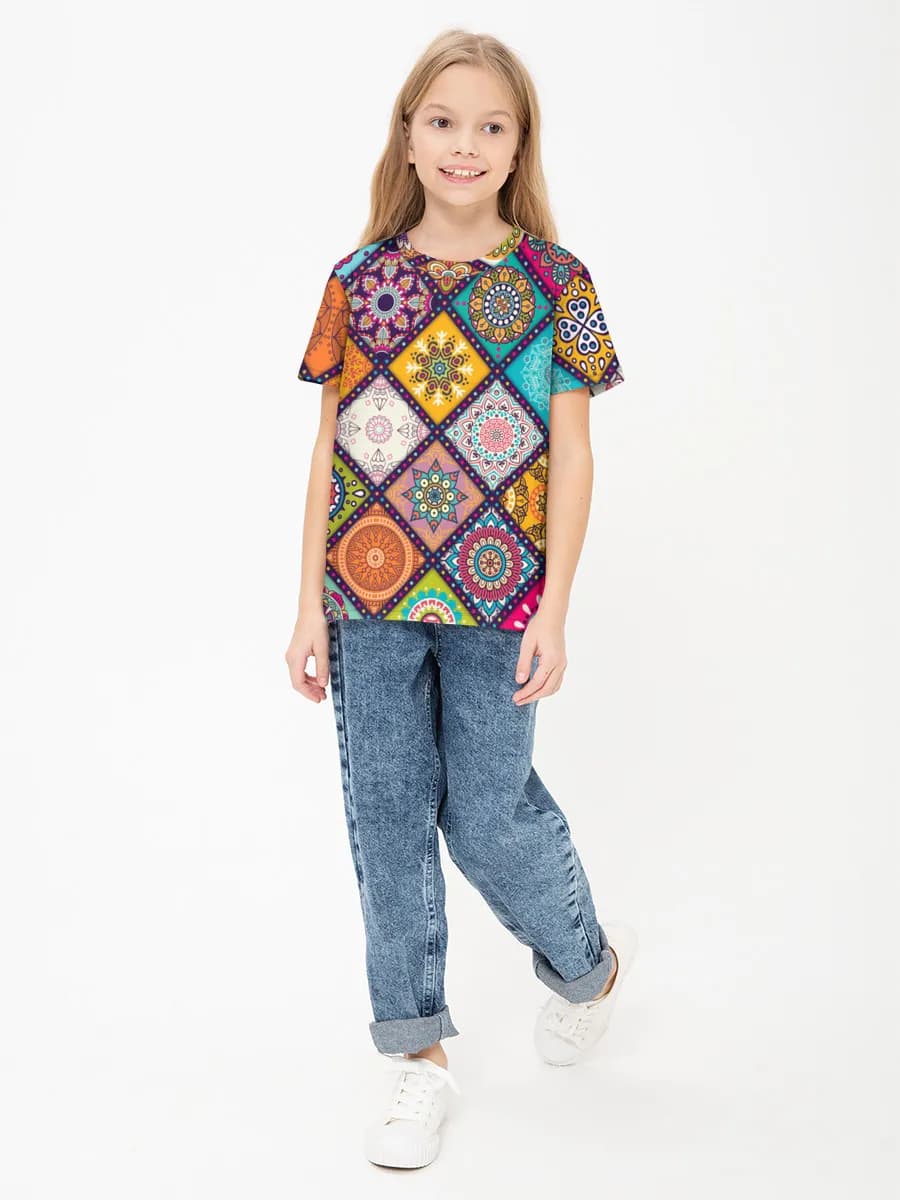 Girls' basic cotton T-shirt