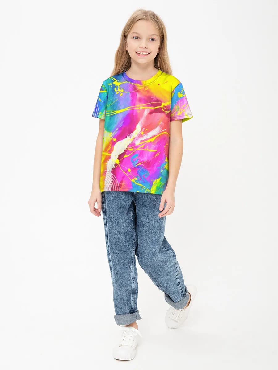 Girls' basic cotton T-shirt