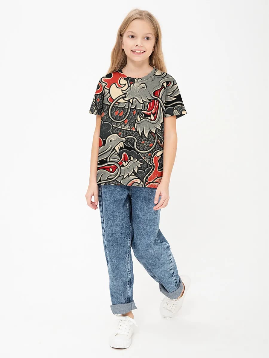 Girls' basic cotton T-shirt