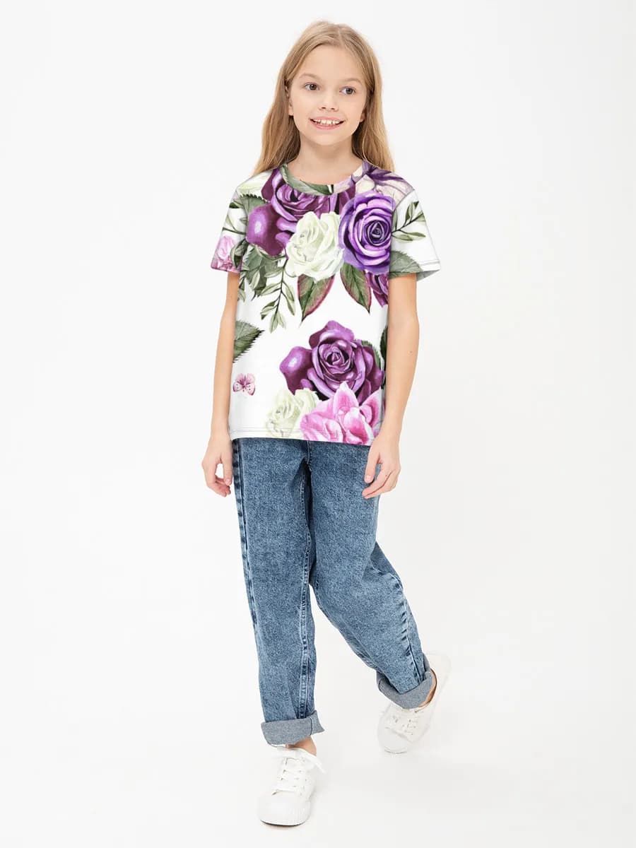 Girls' basic cotton T-shirt