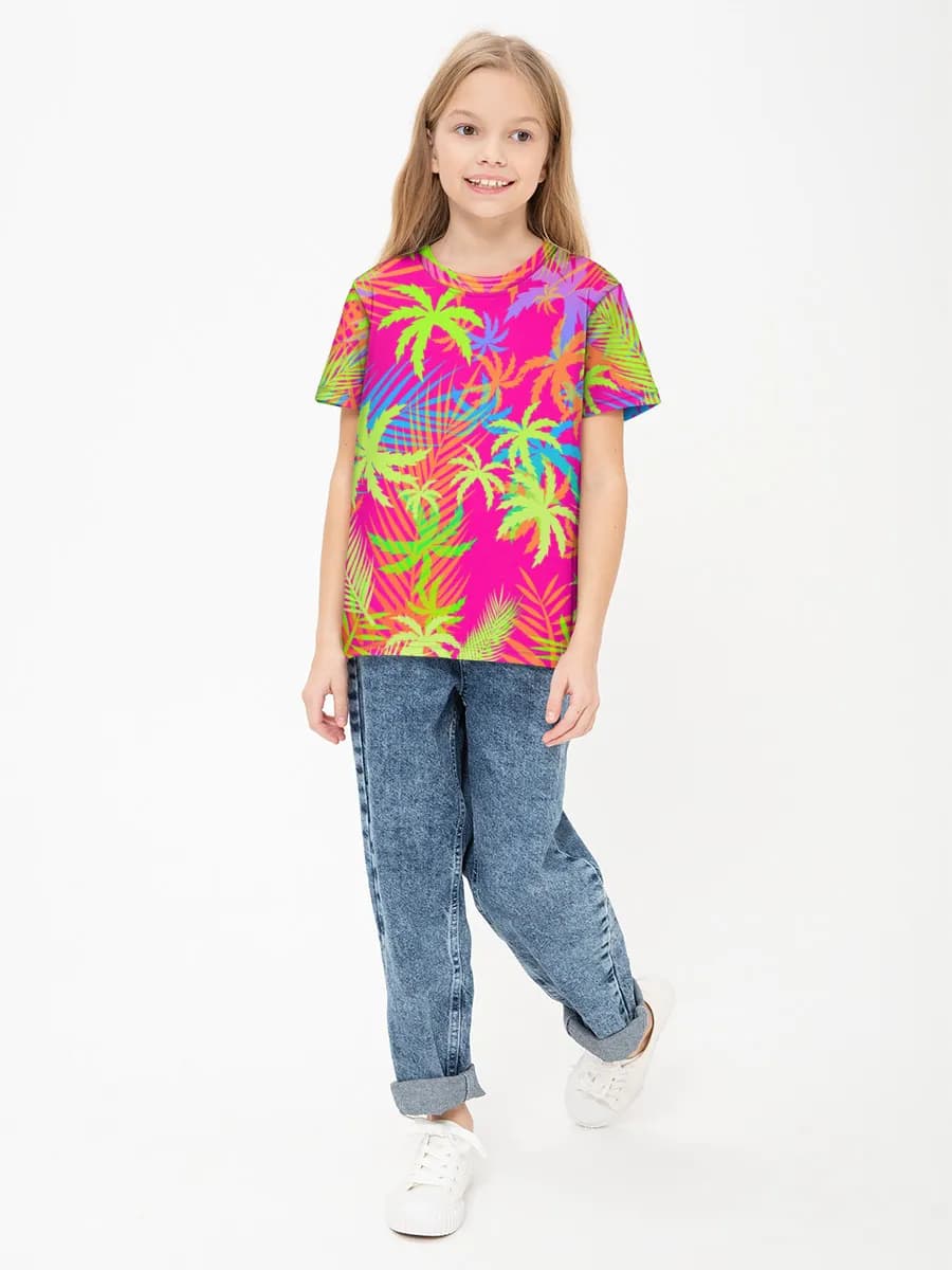 Girls' basic cotton T-shirt