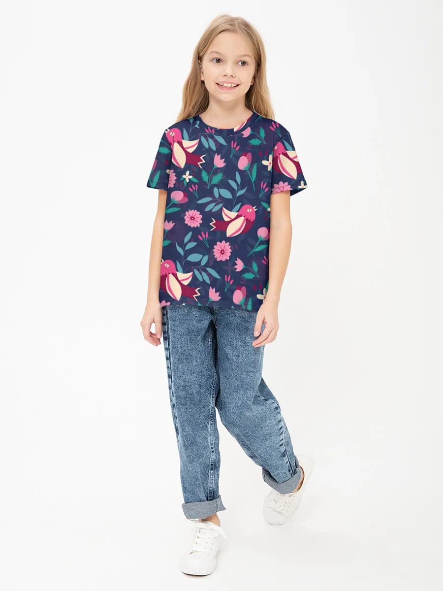 Girls' basic cotton T-shirt