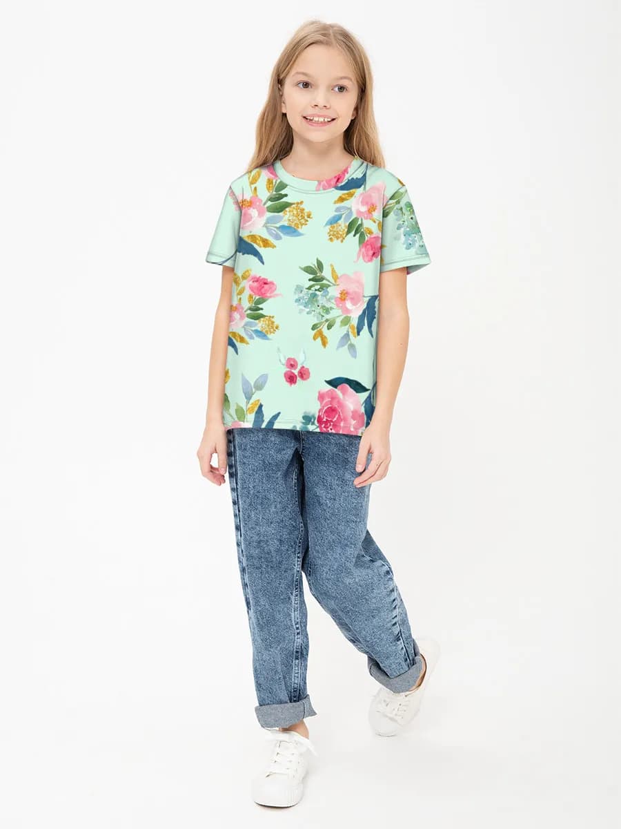 Girls' basic cotton T-shirt