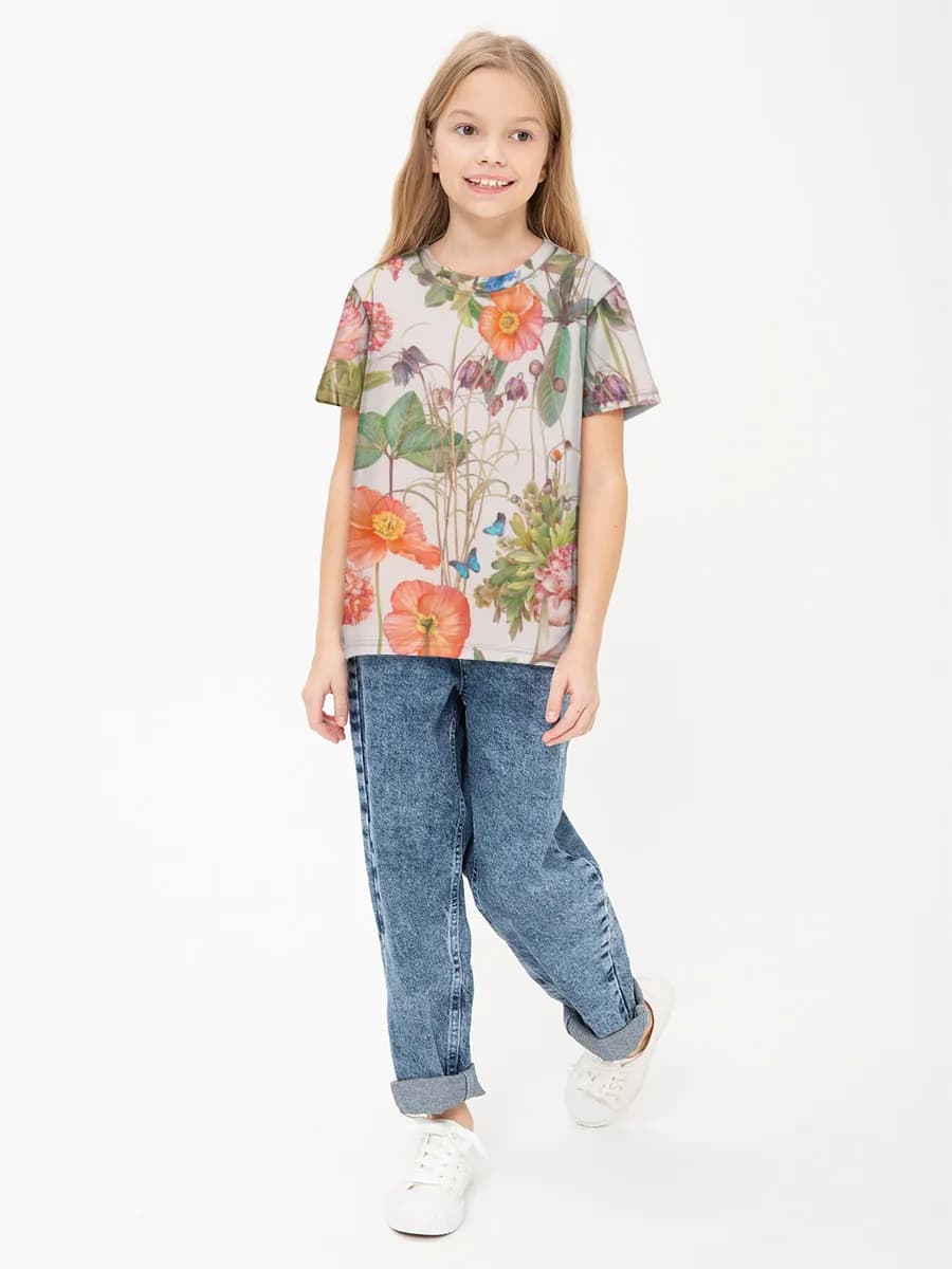 Girls' basic cotton T-shirt