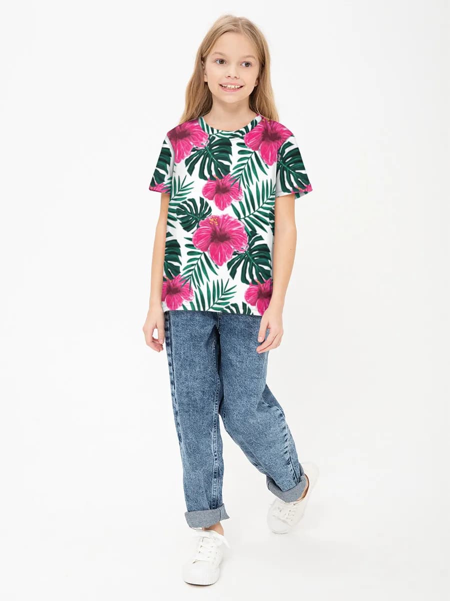 Girls' basic cotton T-shirt