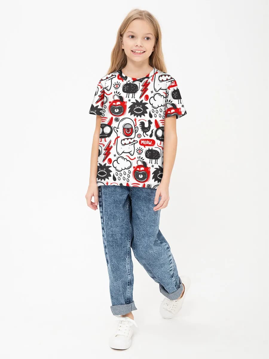 Girls' basic cotton T-shirt