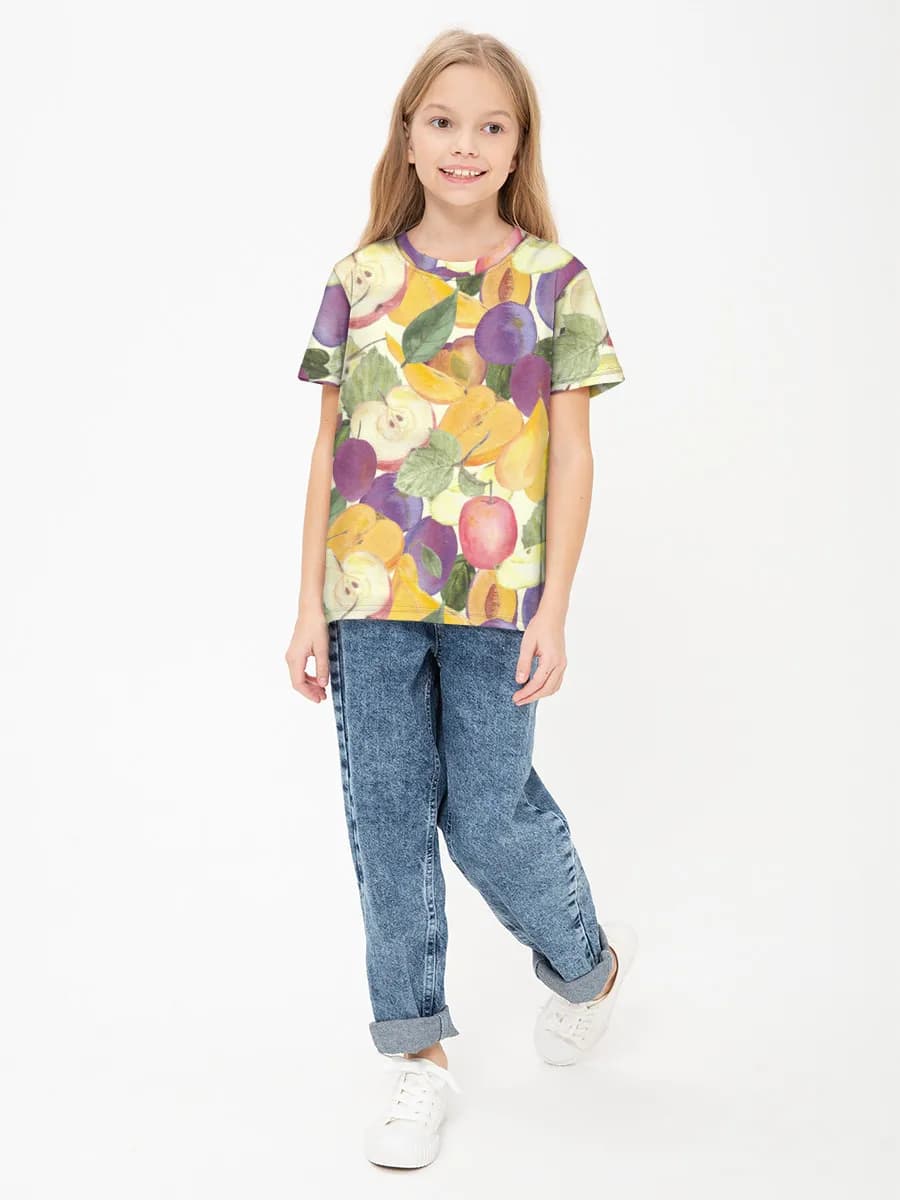 Girls' basic cotton T-shirt