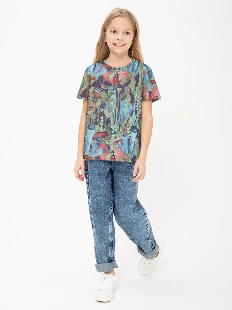 Girls' basic cotton T-shirt