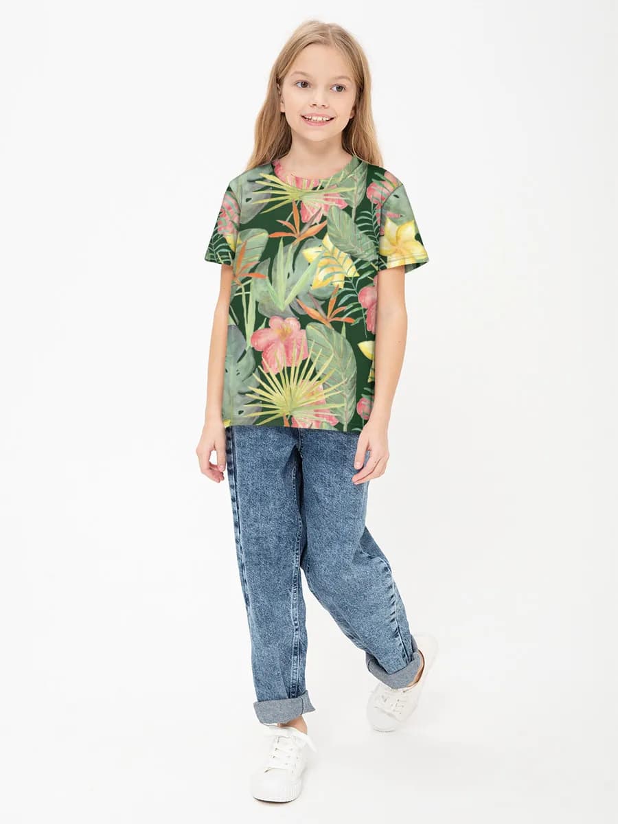 Girls' basic cotton T-shirt