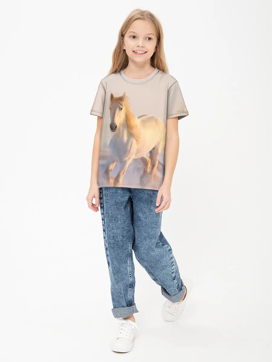 Girls' basic cotton T-shirt