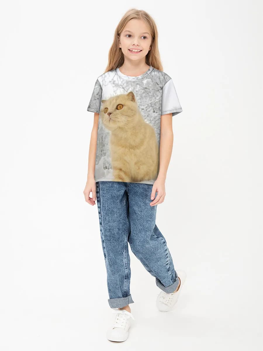 Girls' basic cotton T-shirt