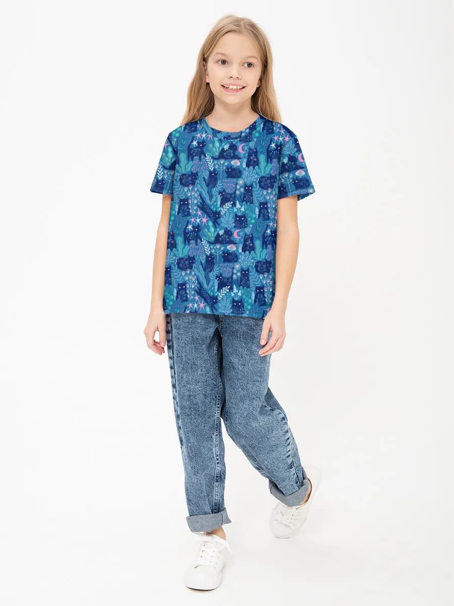 Girls' basic cotton T-shirt