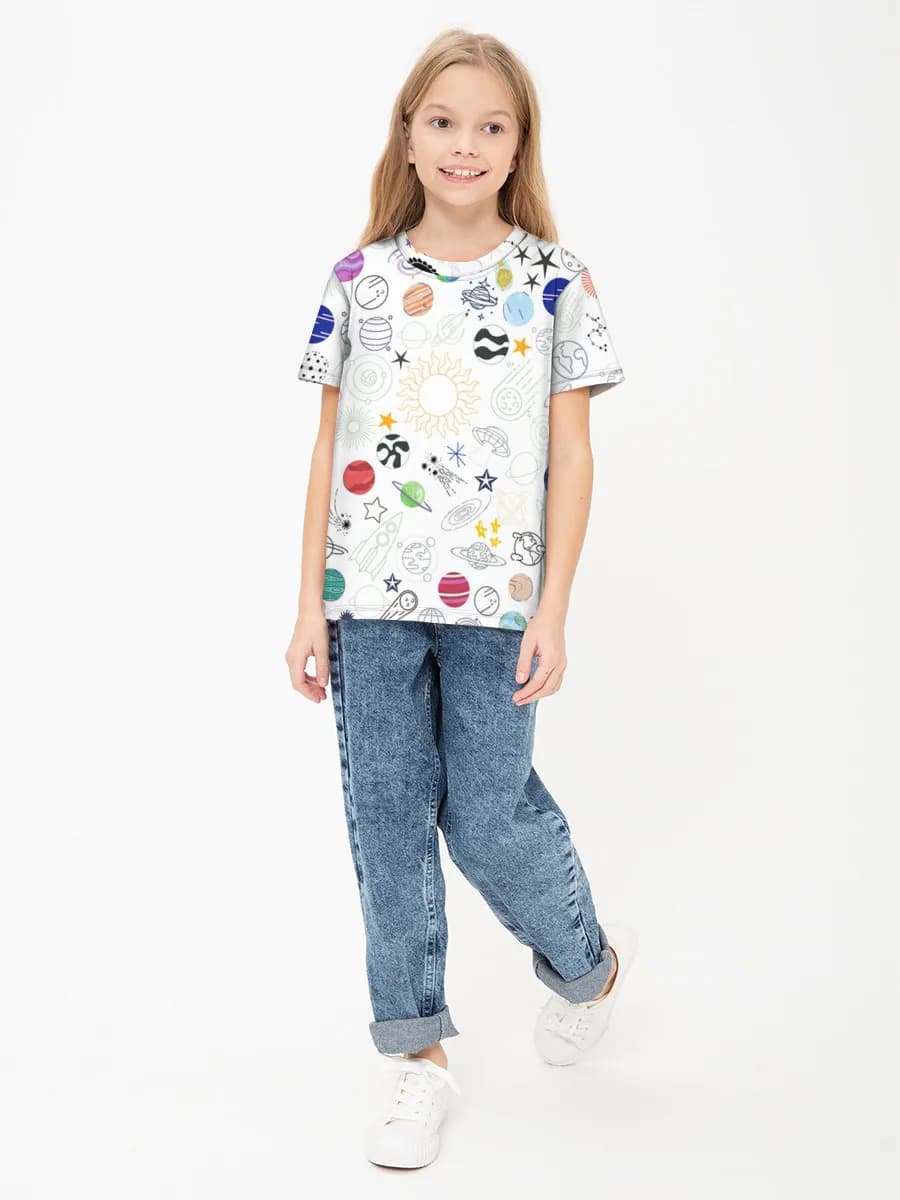 Girls' basic cotton T-shirt