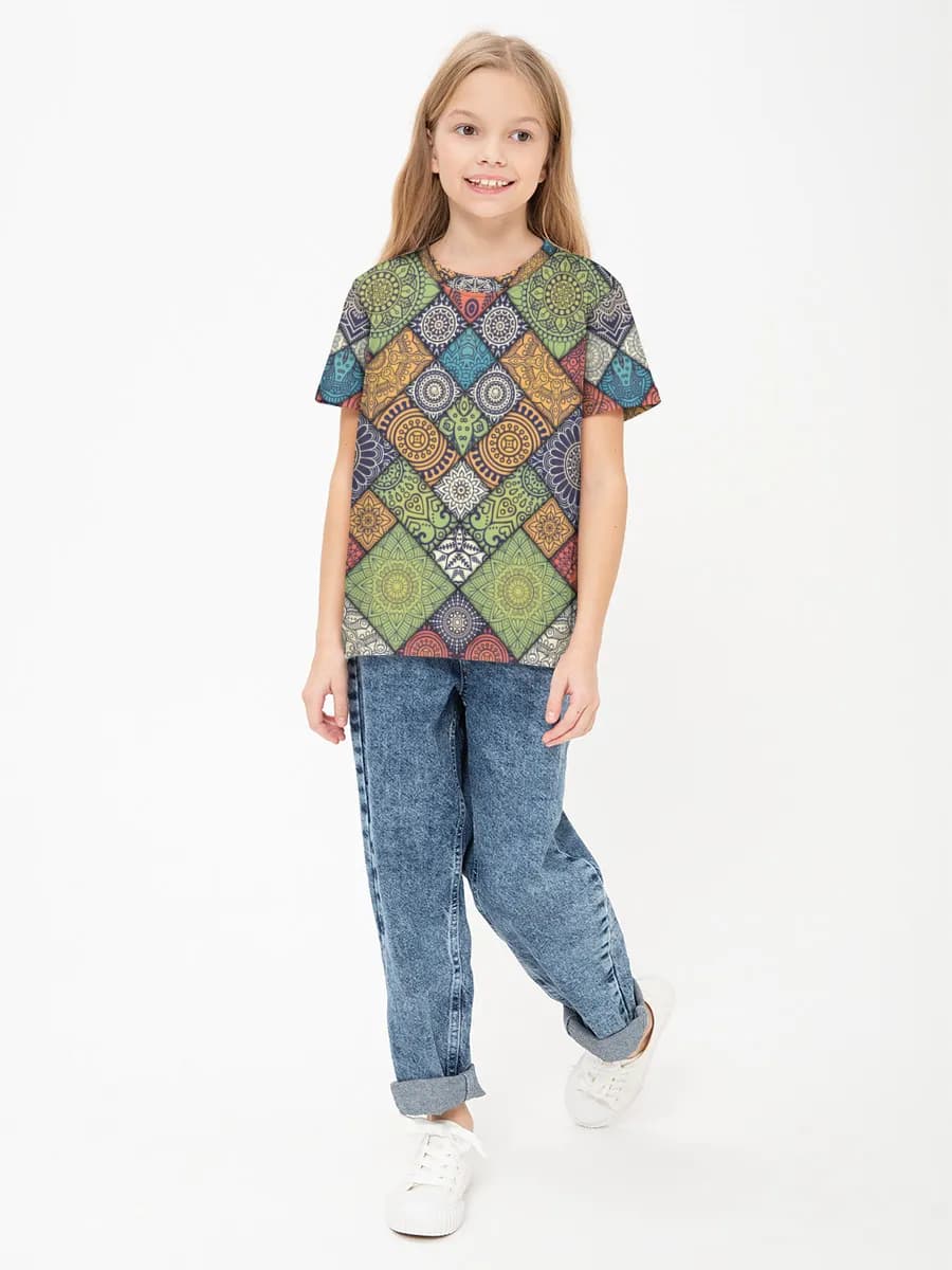 Girls' basic cotton T-shirt