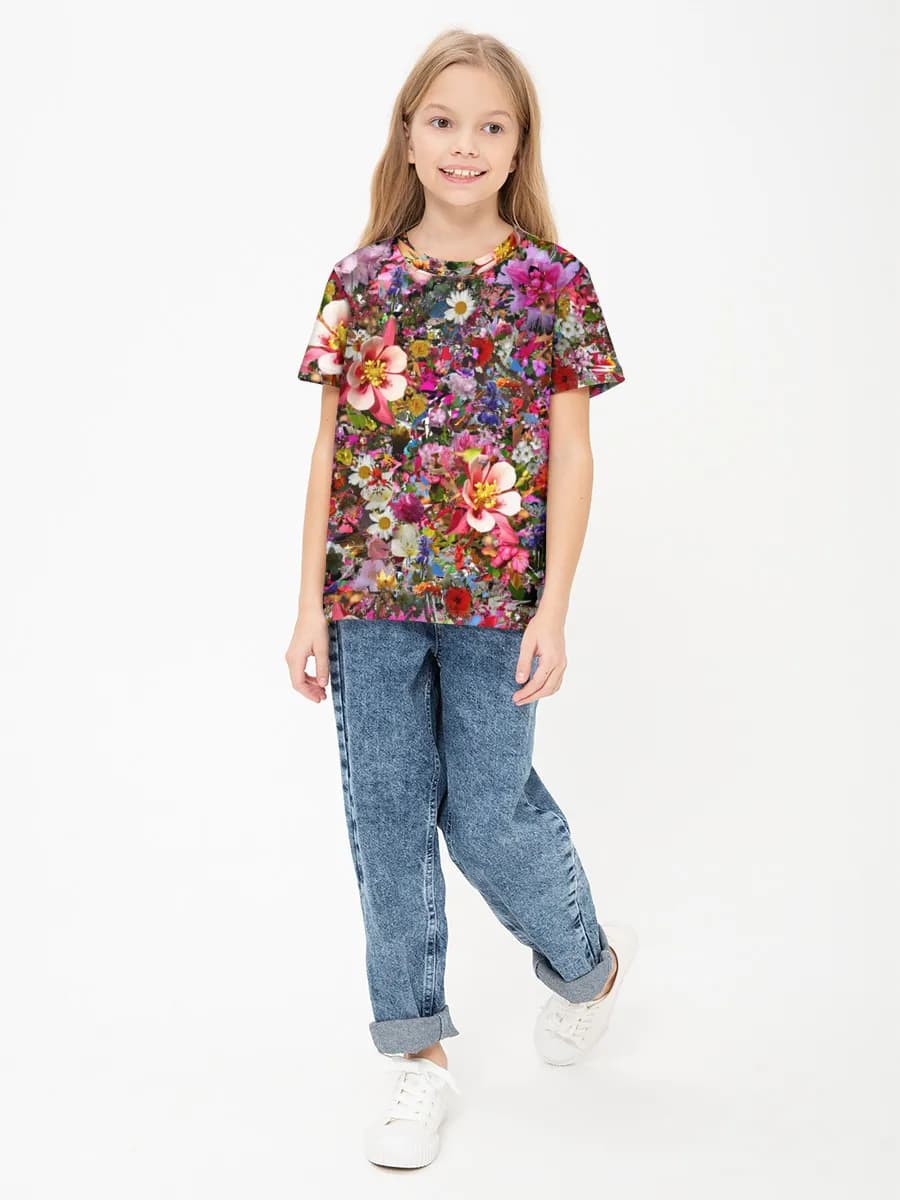 Girls' basic cotton T-shirt
