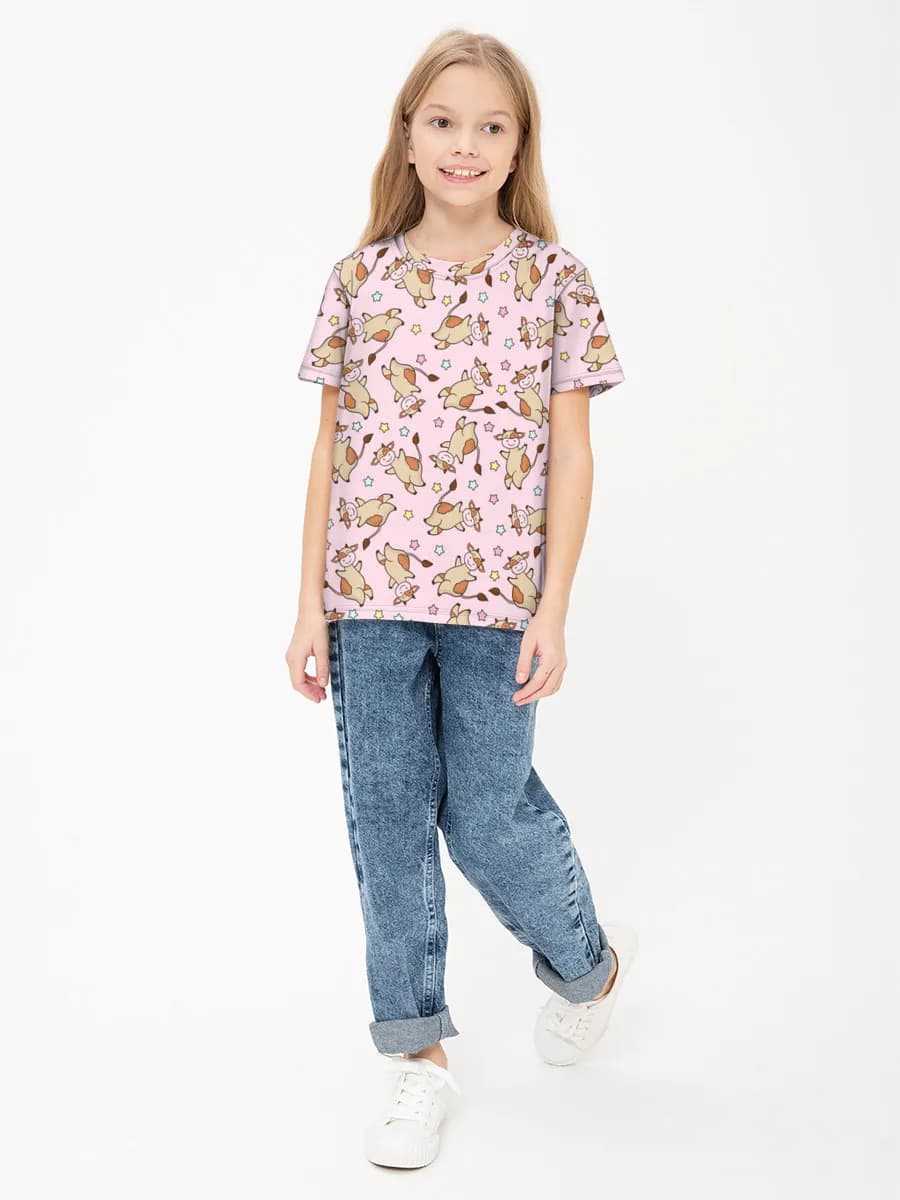 Girls' basic cotton T-shirt