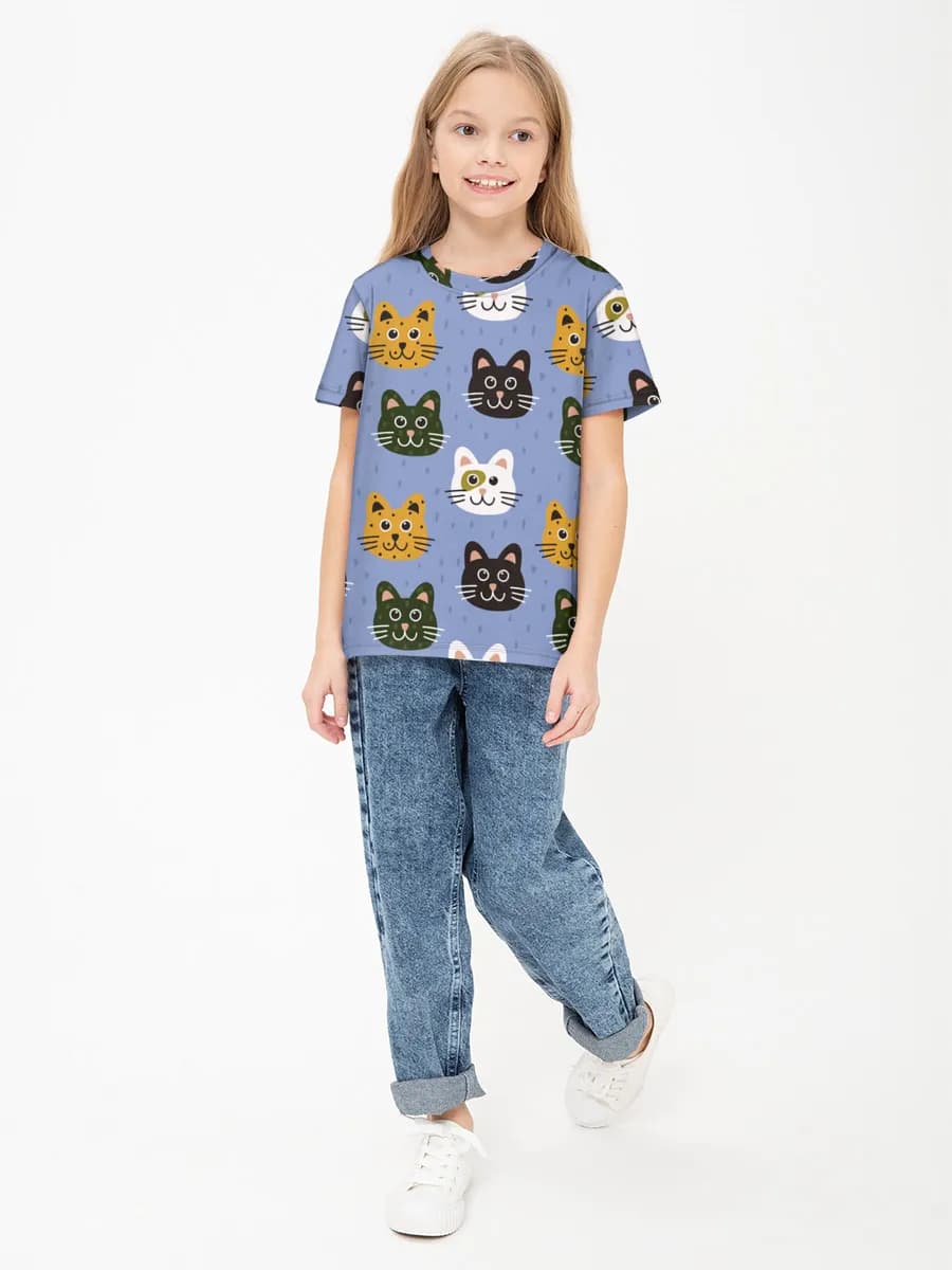 Girls' basic cotton T-shirt