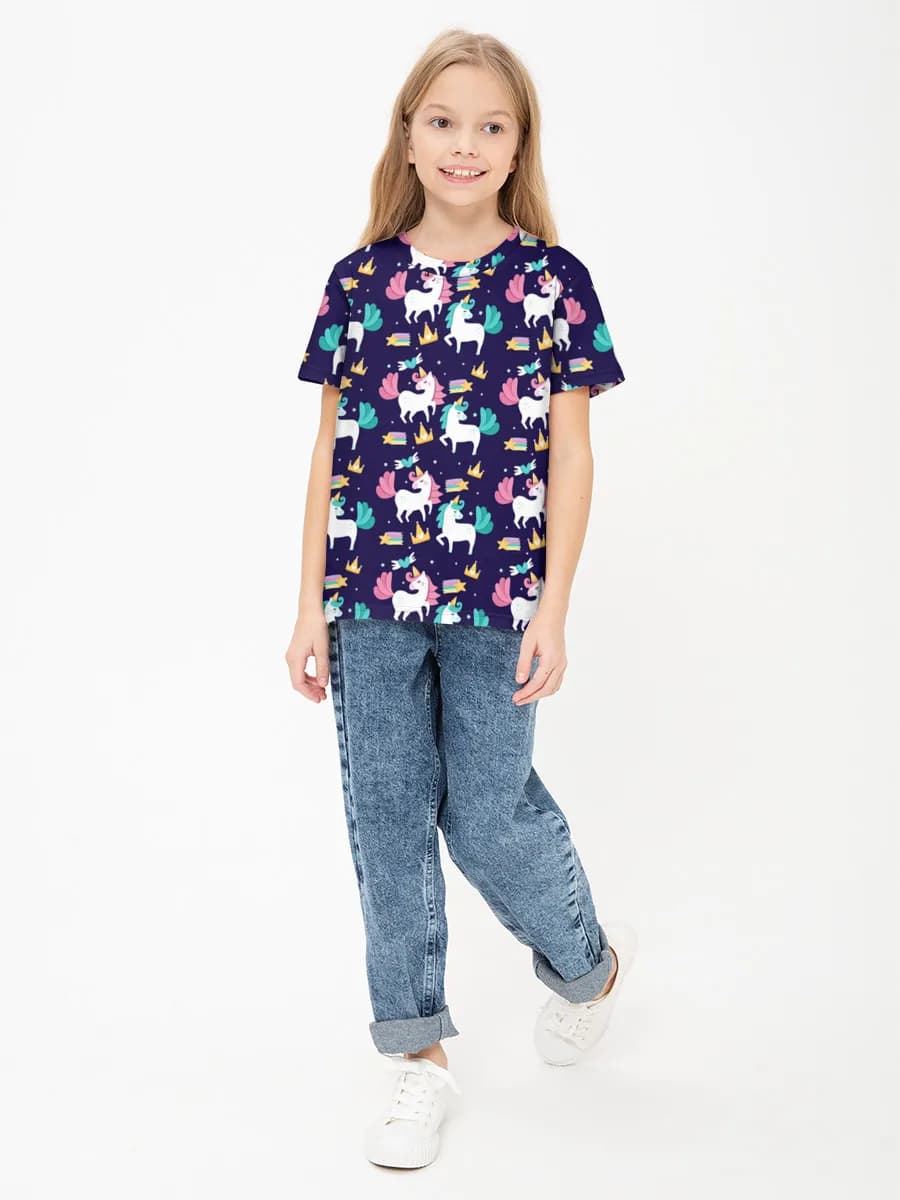 Girls' basic cotton T-shirt