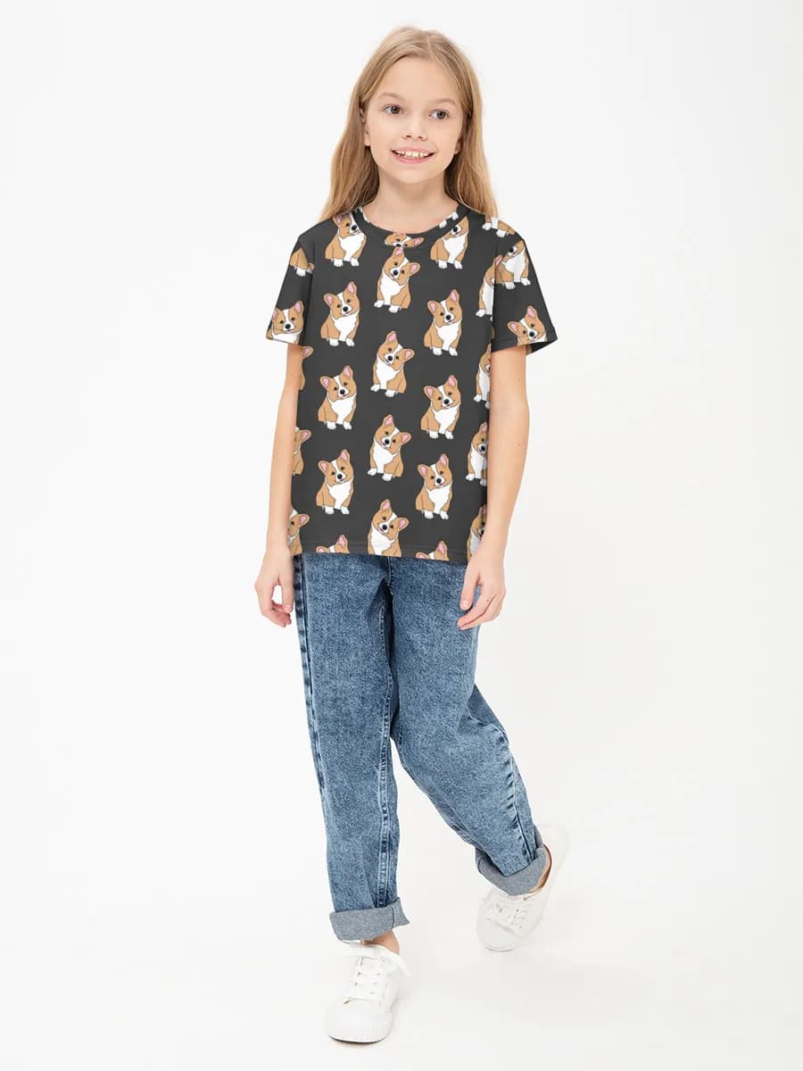 Girls' basic cotton T-shirt