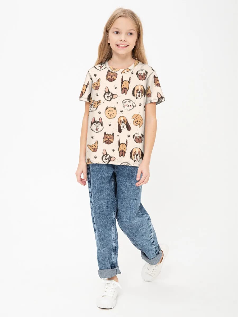 Girls' basic cotton T-shirt