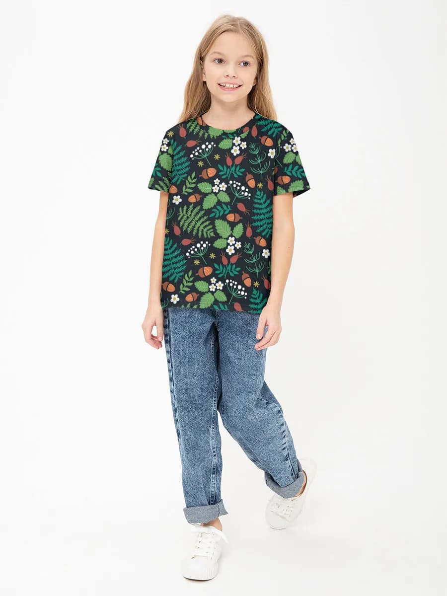 Girls' basic cotton T-shirt